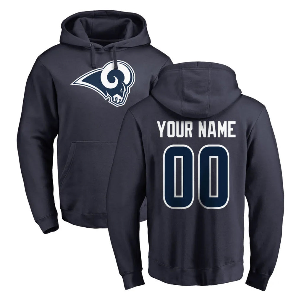 Parkc Custom LA.Rams Navy Pullover Hoodie Limited Game Any Name & Numbers Stitched Jerseys