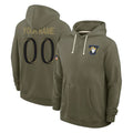 Parkc Custom LA.Rams Olive Salute to Service Pullover Hoodies Limited Any Name & Numbers Stitched Jerseys