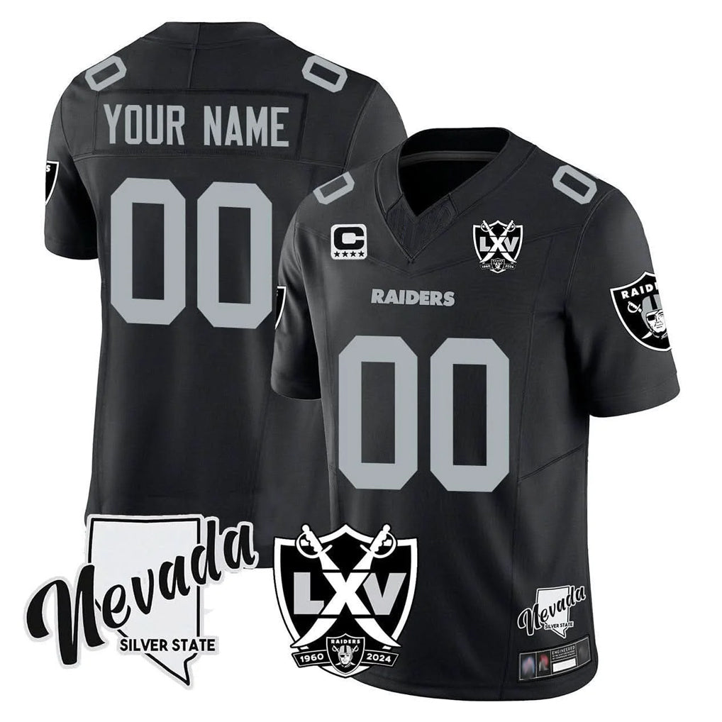 Parkc Custom LV.Raiders Black 65th Anniversary Vapor Limited Home Game Any Name & Numbers Stitched Jerseys