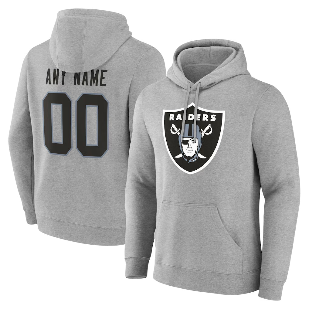 Parkc Custom LV.Raiders Gray LOGO Pullover Hoodies Home Game Any Name & Numbers Stitched Jerseys