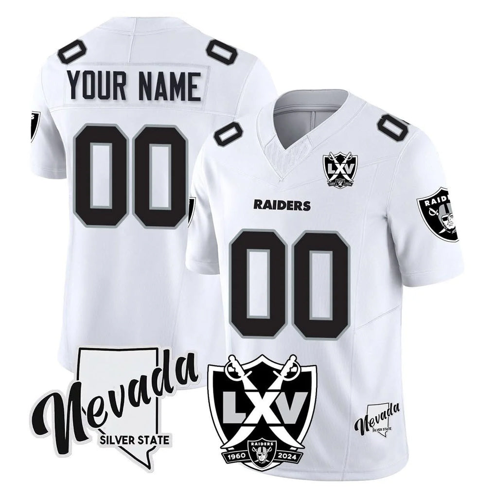 Parkc Custom LV.Raiders White 65th Anniversary Vapor Limited Home Game Any Name & Numbers Stitched Jerseys