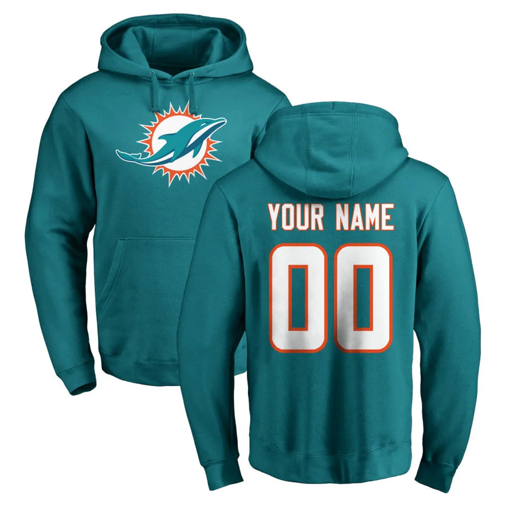 Parkc Custom M.Dolphins Aqua LOGO Pullover Hoodies Limited Any Name & Numbers Stitched Jerseys
