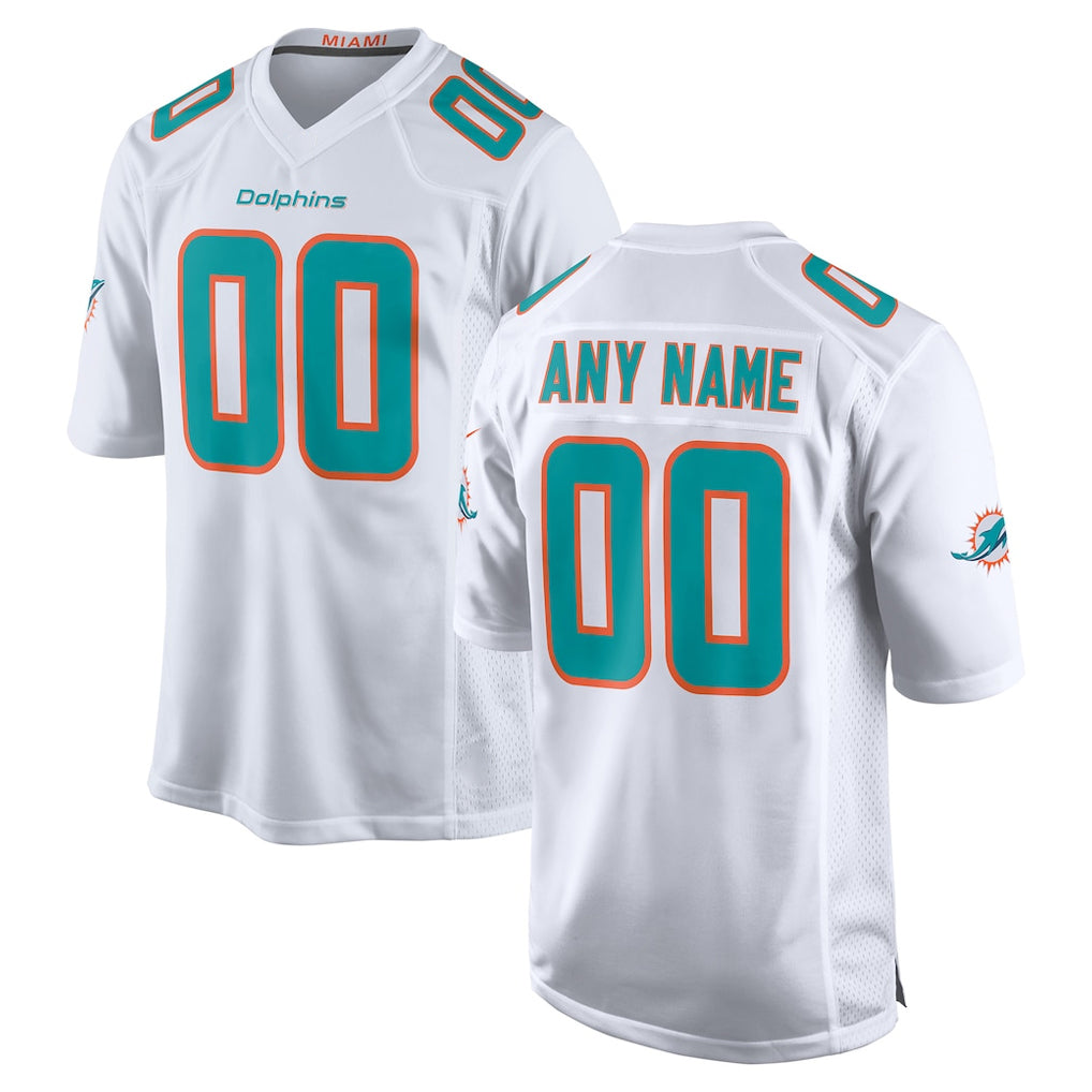 Parkc Custom M.Dolphins White Game Home Any Name & Numbers Stitched Jerseys