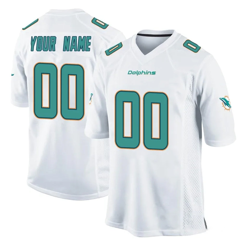 Parkc Custom M.Dolphins White Home Game Any Name & Numbers Stitched Jerseys