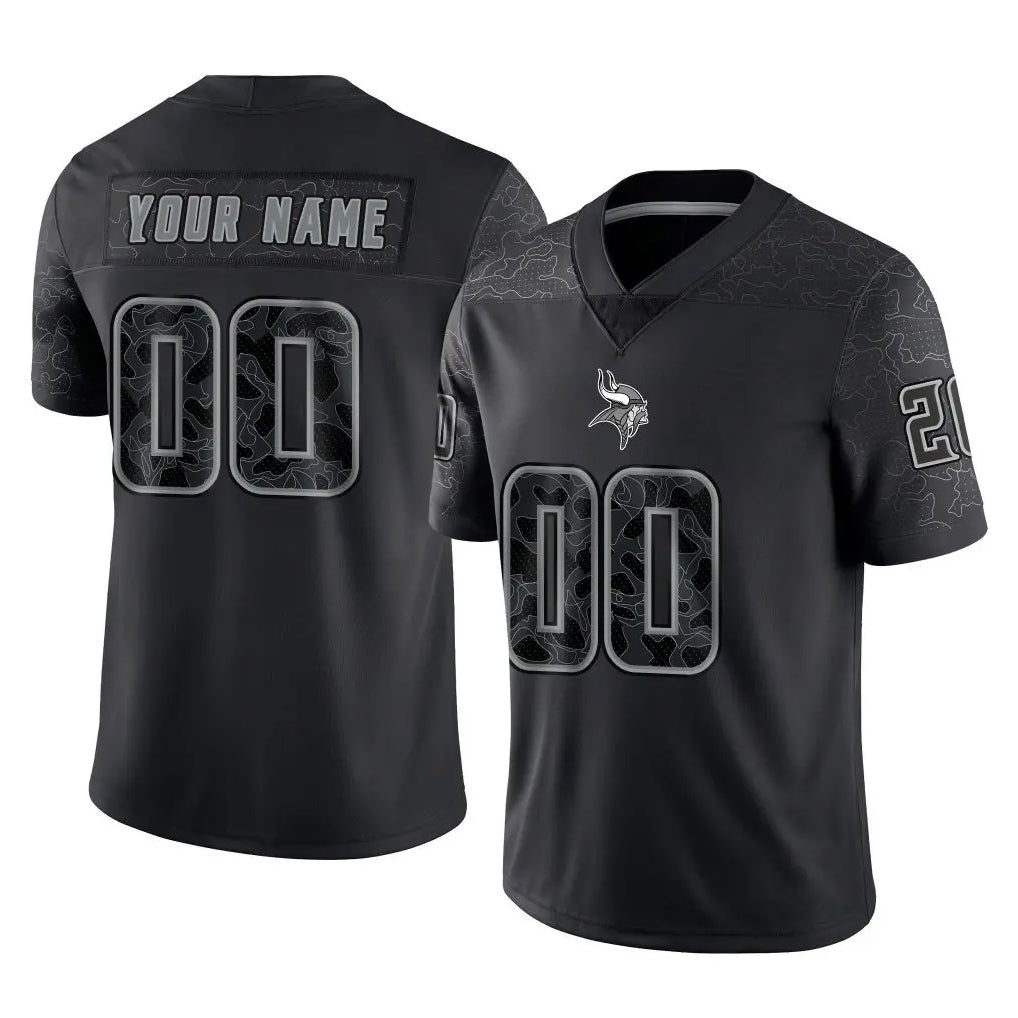 Parkc Custom M.Vikings Black Limited Reflective Home Game Any Name & Numbers Stitched Jerseys