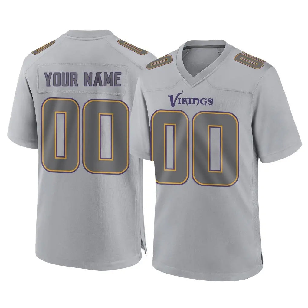 Parkc Custom M.Vikings Gray Atmosphere Fashion Home Game Any Name & Numbers Stitched Jerseys