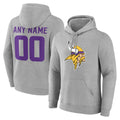 Parkc Custom M.Vikings Gray LOGO Pullover Hoodies Limited Any Name & Numbers Stitched Jerseys