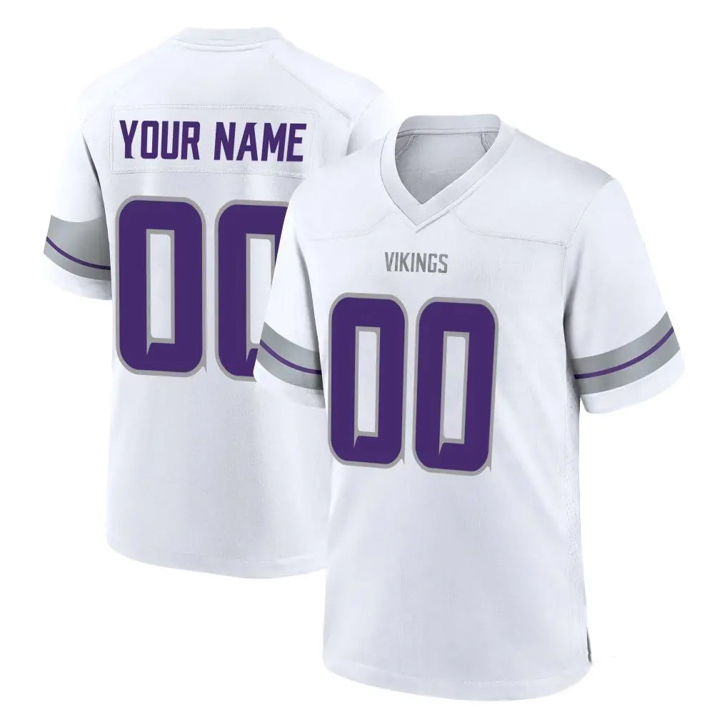 Parkc Custom M.Vikings White Alternate Home Game Any Name & Numbers Stitched Jerseys
