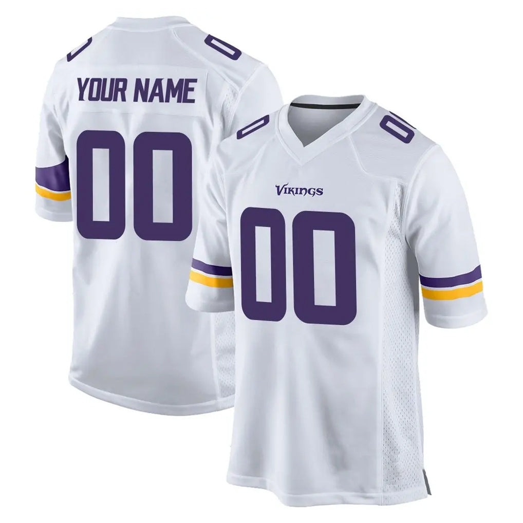 Parkc Custom M.Vikings White Home Game Any Name & Numbers Stitched Jerseys