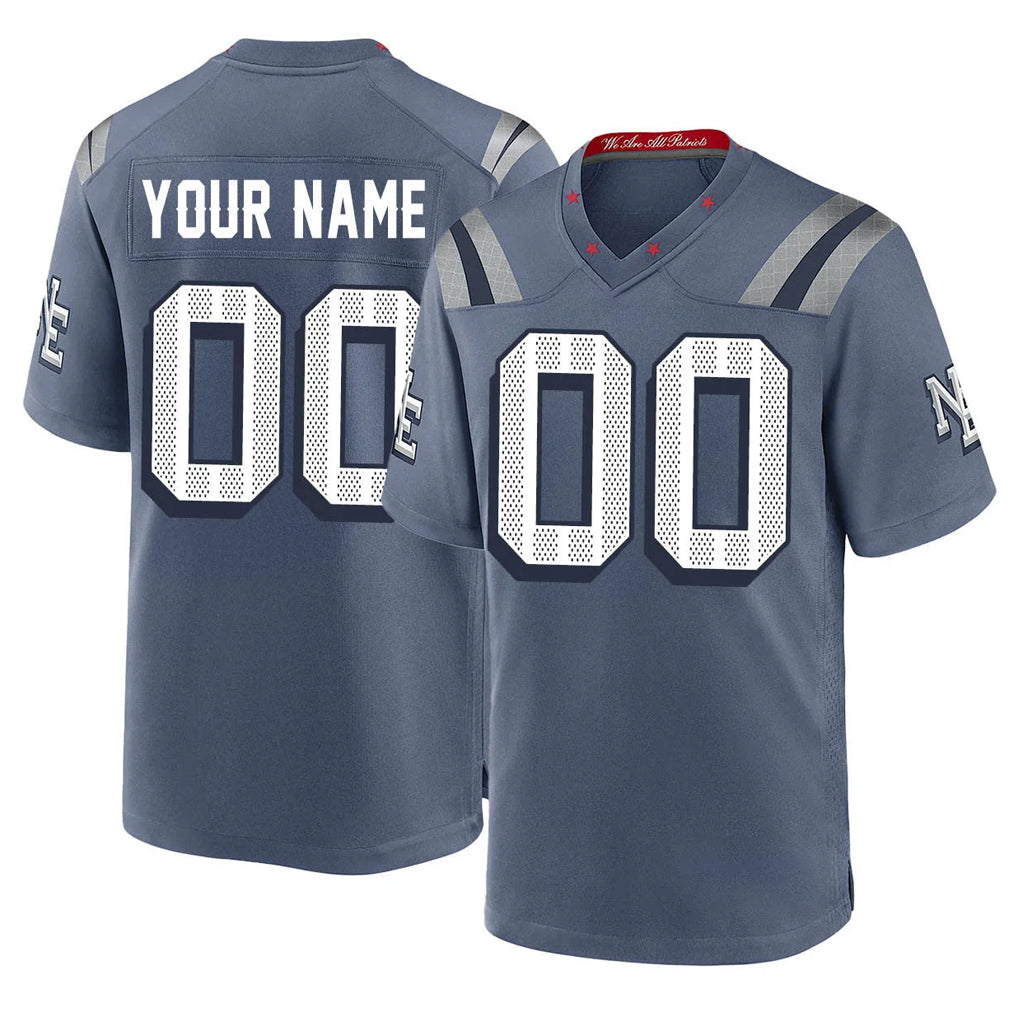 Parkc Custom NE.Patriots Blue Rivalries Collection Home Game Any Name & Numbers Stitched Jerseys