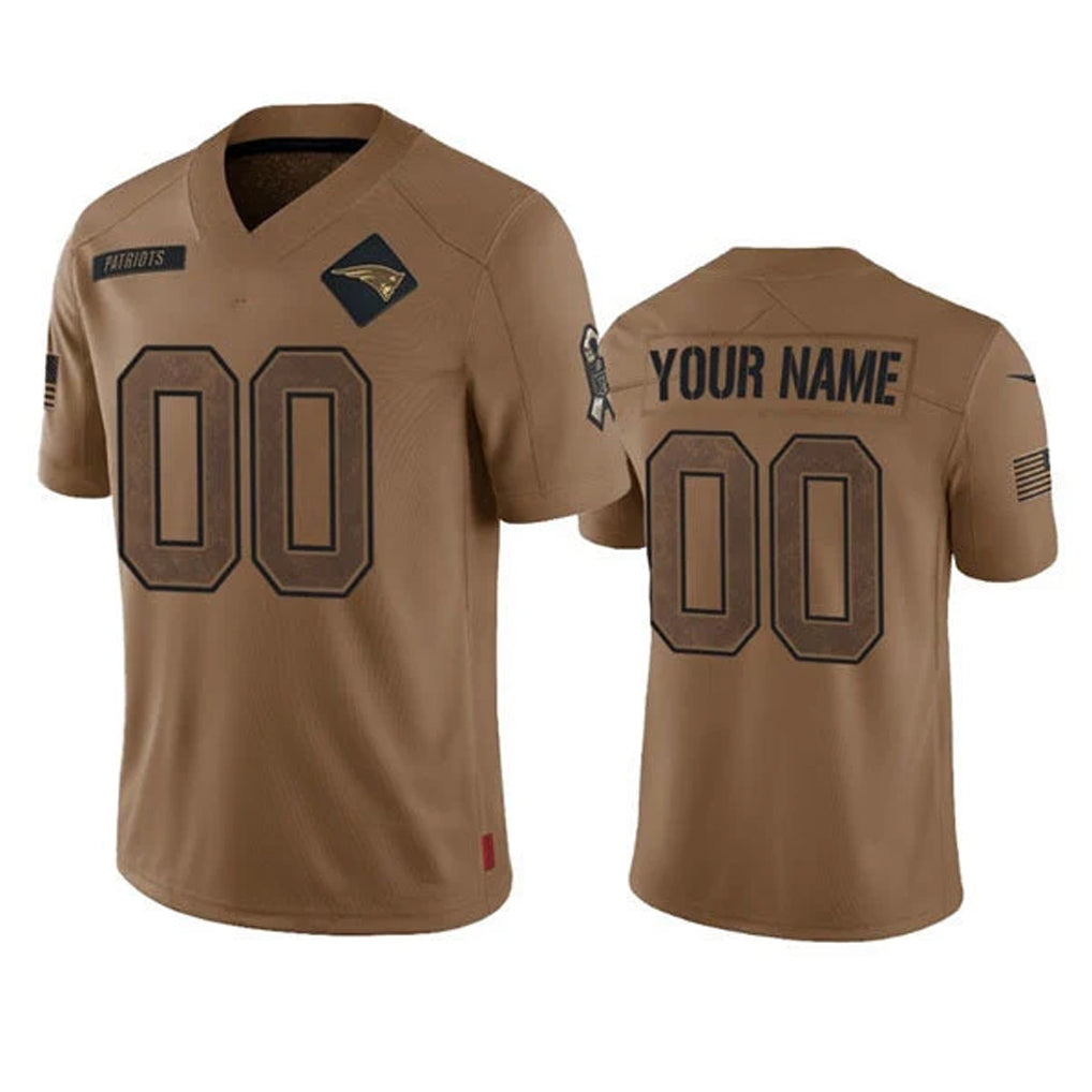 Parkc Custom NE.Patriots Brown Salute To Service Limited Any Name & Numbers Stitched Jerseys