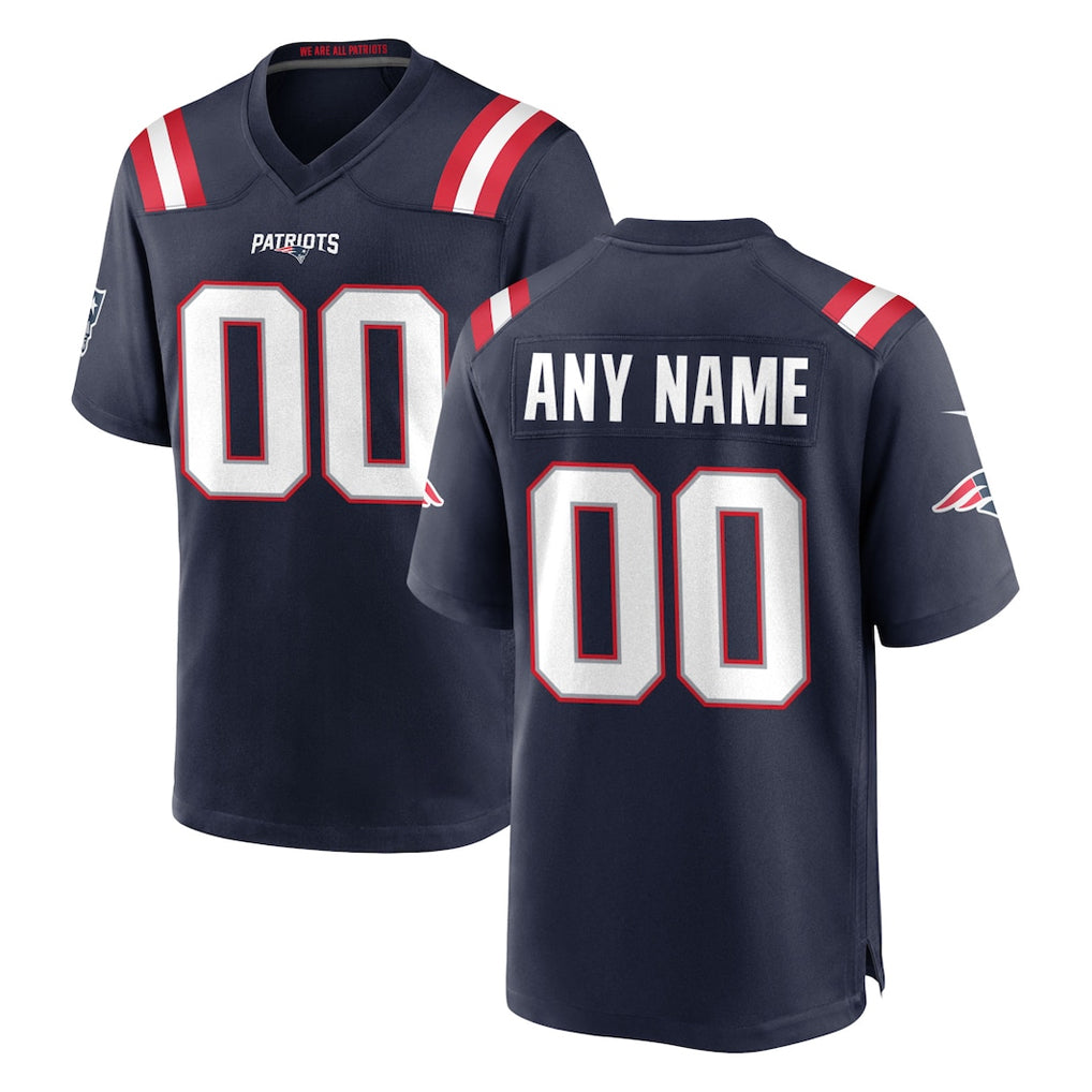 Parkc Custom NE.Patriots Navy Home Game Any Name & Numbers Stitched Jerseys