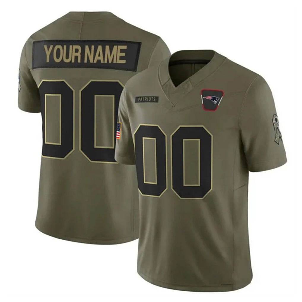 Parkc Custom NE.Patriots Olive 2025 Salute To Service Limited Any Name & Numbers Stitched Jerseys