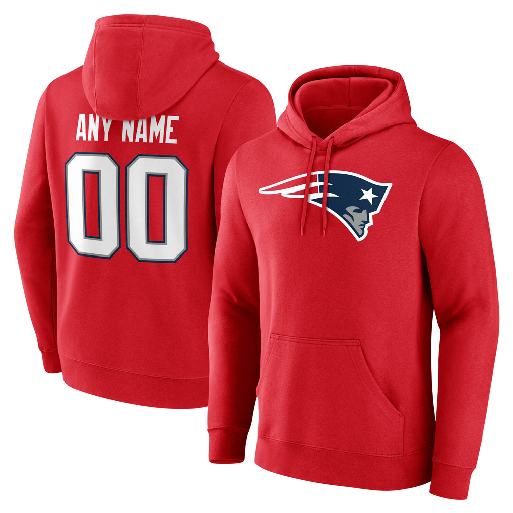 Parkc Custom NE.Patriots Red LOGO Pullover Hoodies Home Game Any Name & Numbers Stitched Jerseys