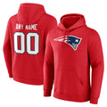 Parkc Custom NE.Patriots Red LOGO Pullover Hoodies Home Game Any Name & Numbers Stitched Jerseys