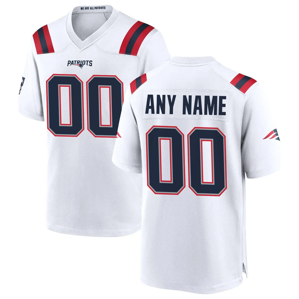 Parkc Custom NE.Patriots White Home Game Any Name & Numbers Stitched Jerseys