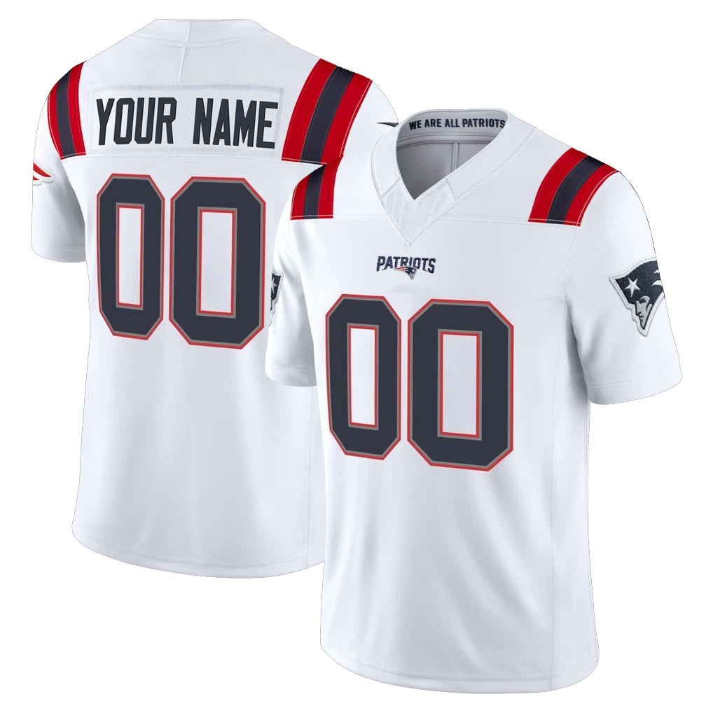 Parkc Custom NE.Patriots White Limited Vapor F.U.S.E. Home Game Any Name & Numbers Stitched Jerseys