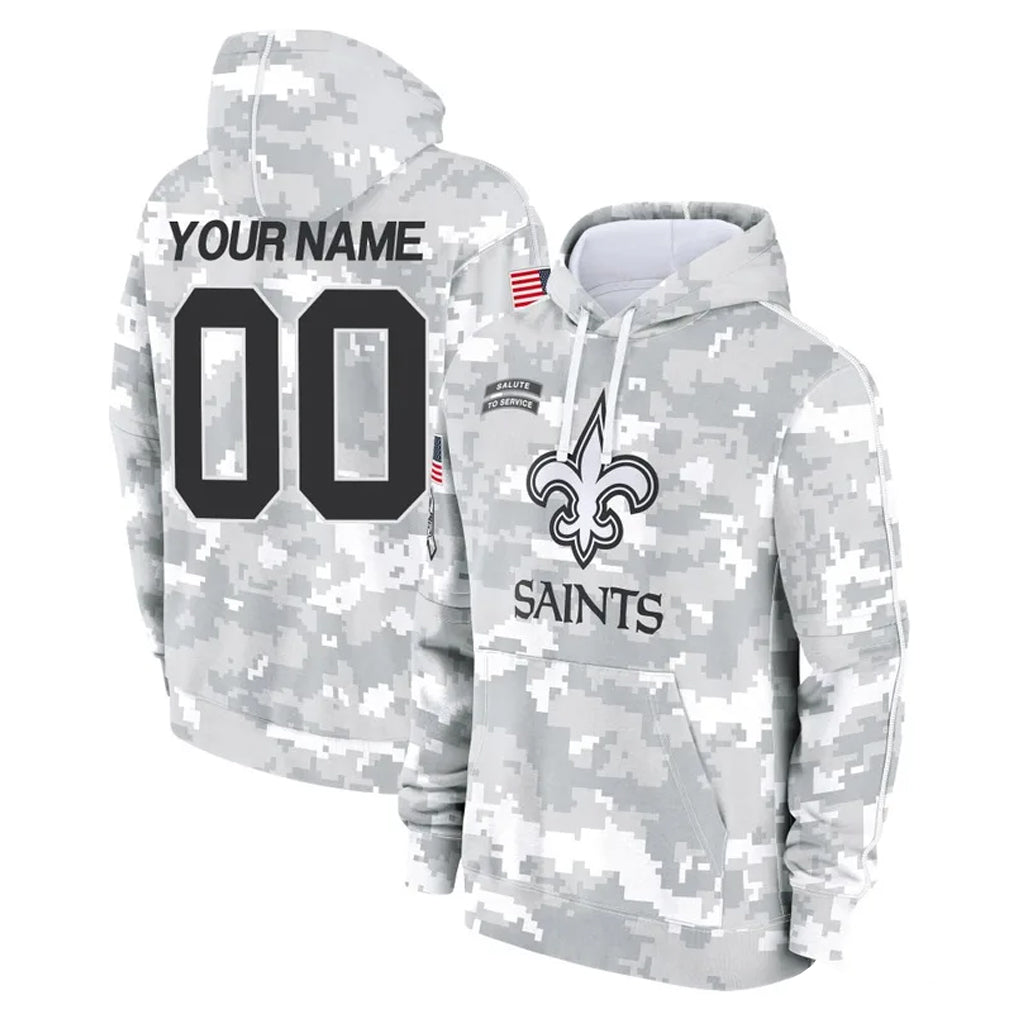 Parkc Custom NO.Saints Arctic Camo Salute to Service Pullover Hoodies Limited Game Any Name & Numbers Stitched Jerseys