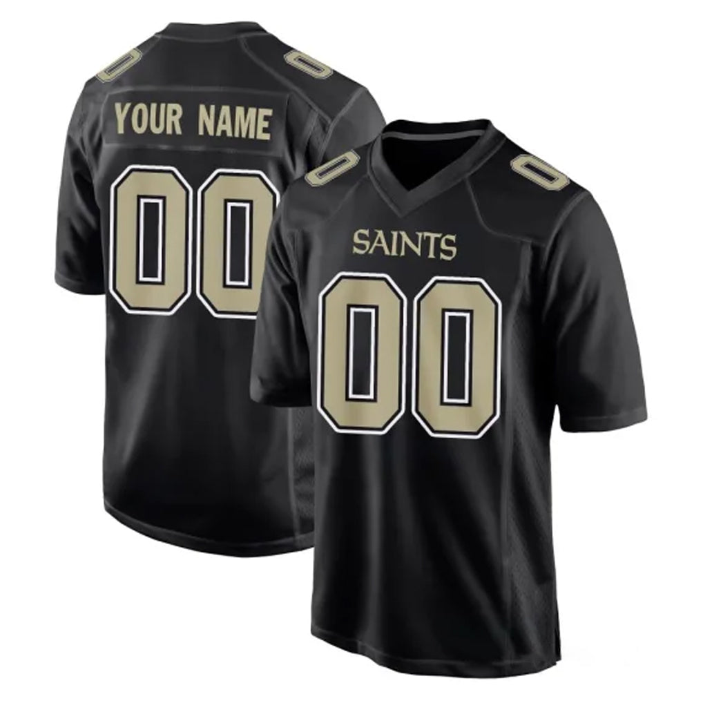 Parkc Custom NO.Saints Black Carbon Fashion Home Game Any Name & Numbers Stitched Jerseys