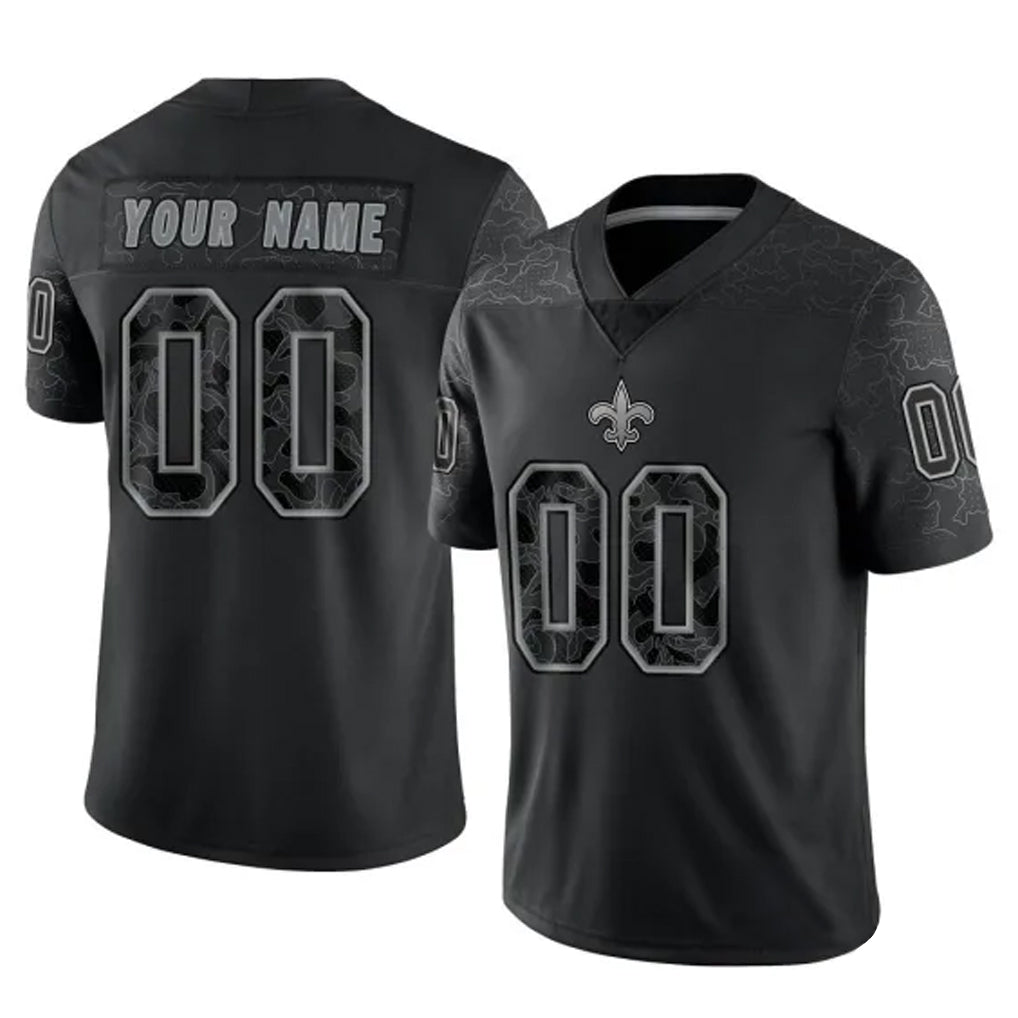 Parkc Custom NO.Saints Black Limited Reflective Home Game Any Name & Numbers Stitched Jerseys