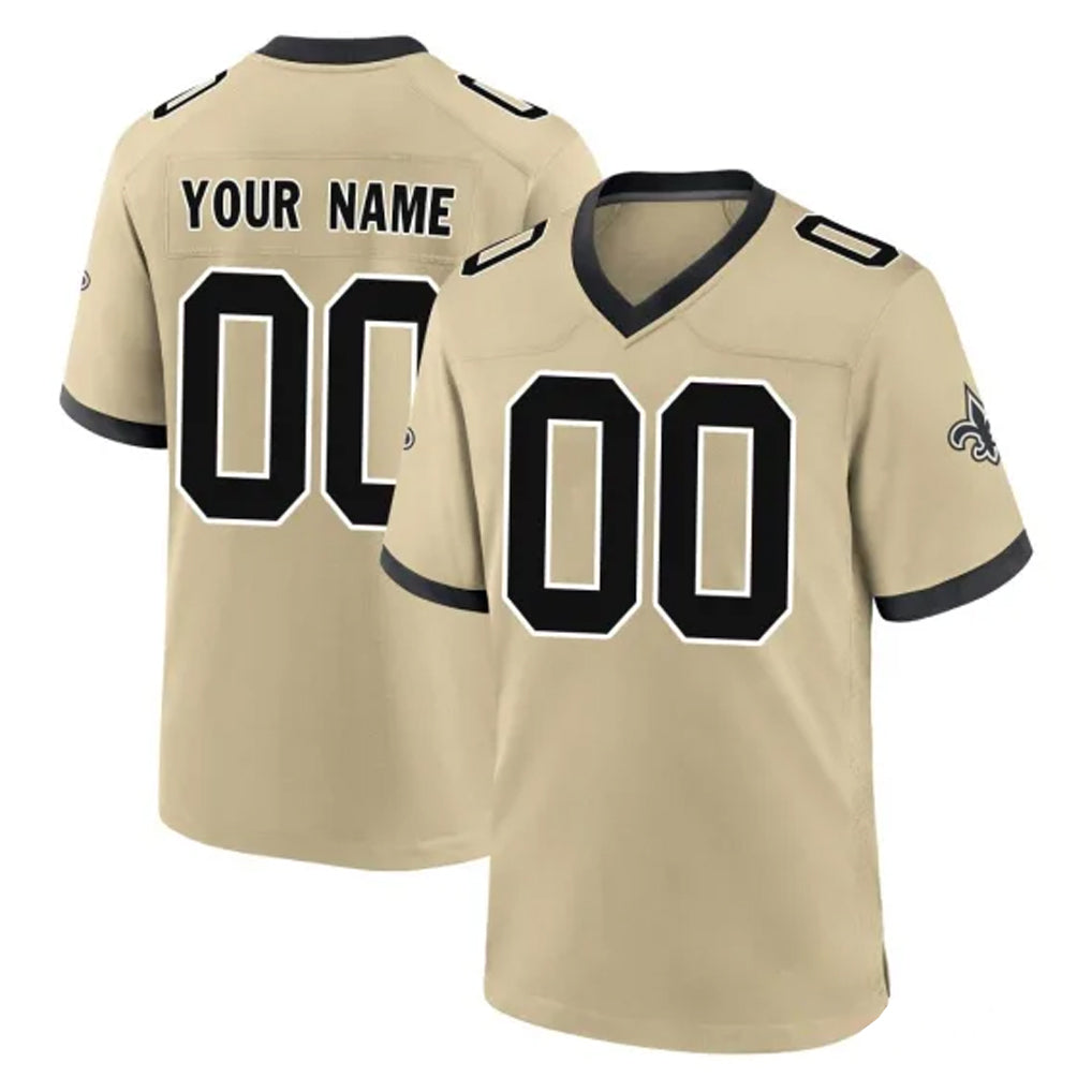 Parkc Custom NO.Saints Gold Home Game Any Name & Numbers Stitched Jerseys
