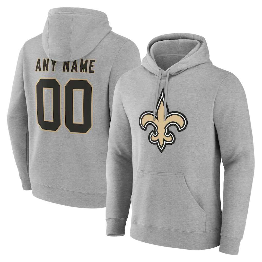 Parkc Custom NO.Saints Gray LOGO Pullover Hoodies Limited Any Name & Numbers Stitched Jerseys