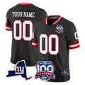 Parkc Custom NY.Giants Black 100th Season & State Patch Vapor Limited Home Game Any Name & Numbers Stitched Jerseys