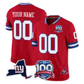 Parkc Custom NY.Giants Red 100th Season & State Patch Vapor Limited Home Game Any Name & Numbers Stitched Jerseys