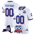Parkc Custom NY.Giants White 100th Season & State Patch Vapor Limited Home Game Any Name & Numbers Stitched Jerseys