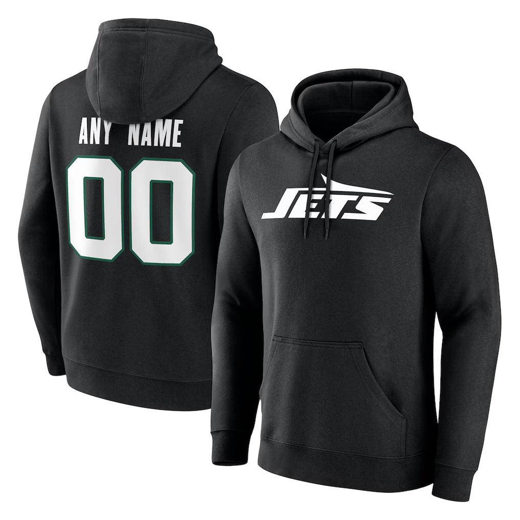 Parkc Custom NY.Jets Black LOGO Pullover Hoodies Limited Game Any Name & Numbers Stitched Jerseys