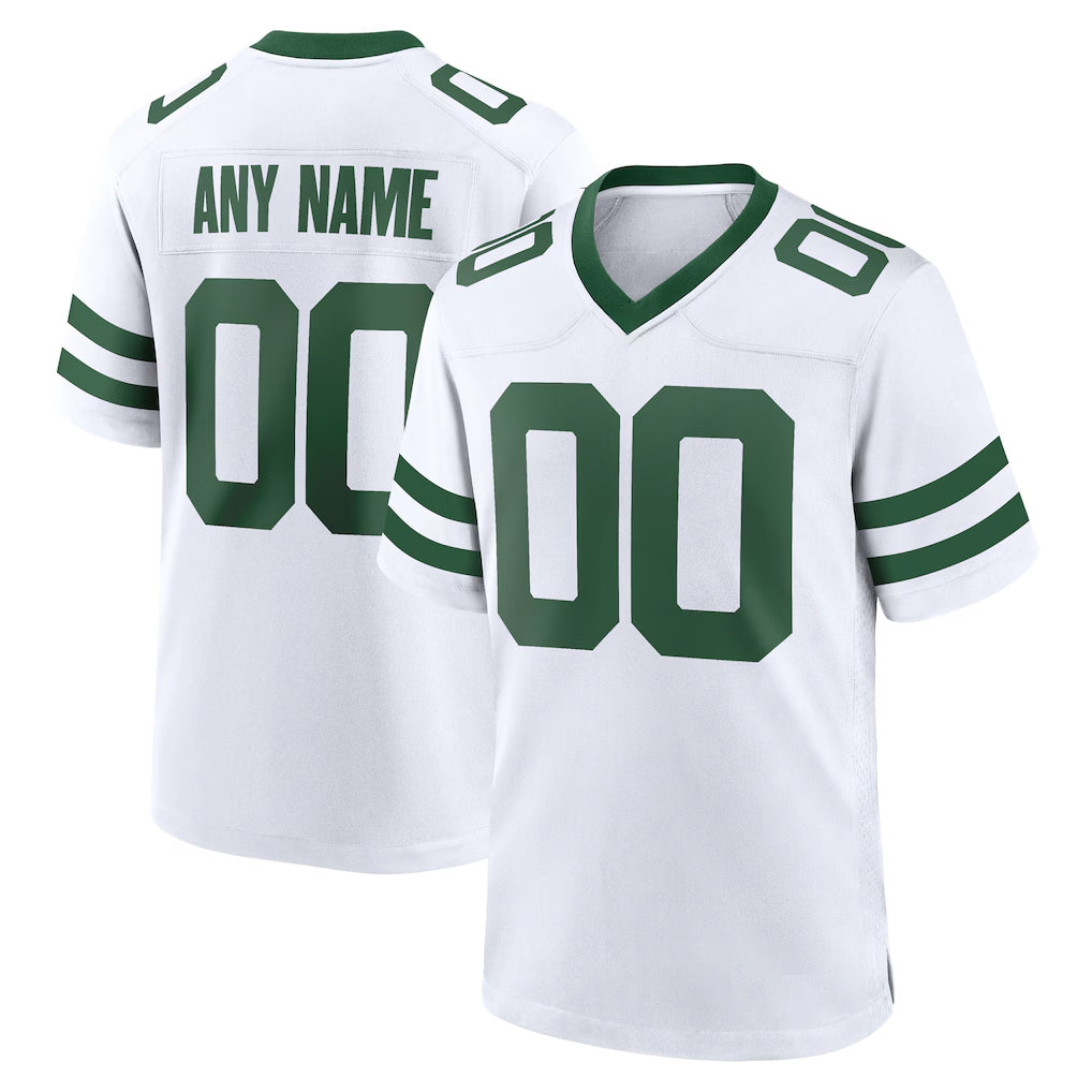Parkc Custom NY.Jets White Legacy Home Game Any Name & Numbers Stitched Jerseys