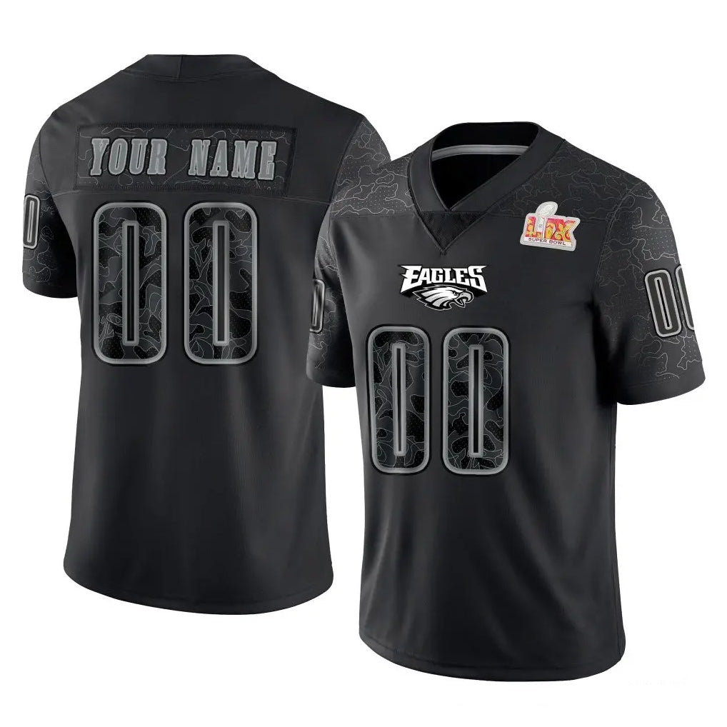 Parkc Custom P.Eagles Black Fashion Super Bowl LIX Home Game Any Name & Numbers Stitched Jerseys