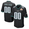Parkc Custom P.Eagles Black Super Bowl LIX Home Game Any Name & Numbers Stitched Jerseys