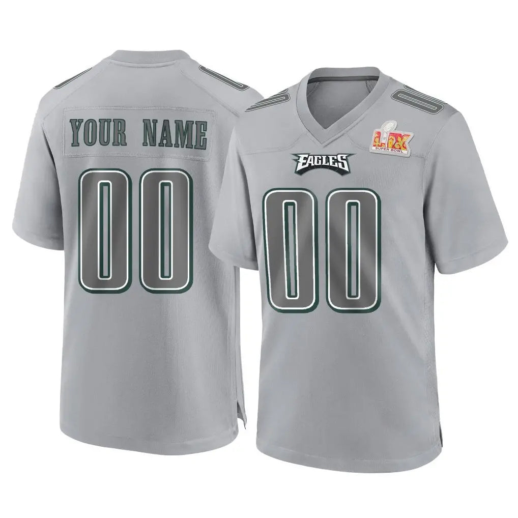 Parkc Custom P.Eagles Gray Atmosphere Fashion Super Bowl LIX Home Game Any Name & Numbers Stitched Jerseys