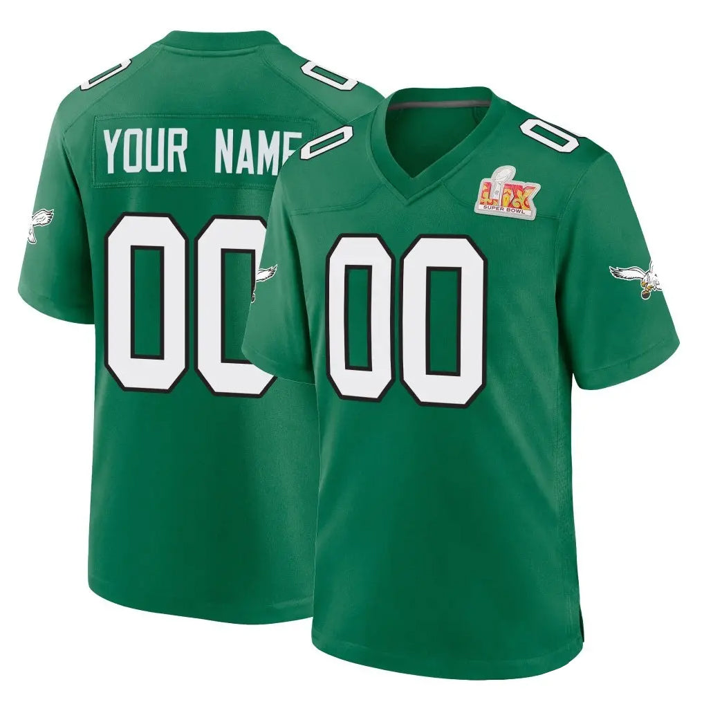 Parkc Custom P.Eagles Green Kelly Alternate Super Bowl LIX Home Game Any Name & Numbers Stitched Jerseys
