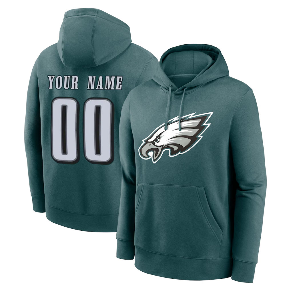 Parkc Custom P.Eagles Midnight Green Performance Pullover Hoodies Home Game Any Name & Numbers Stitched Jerseys