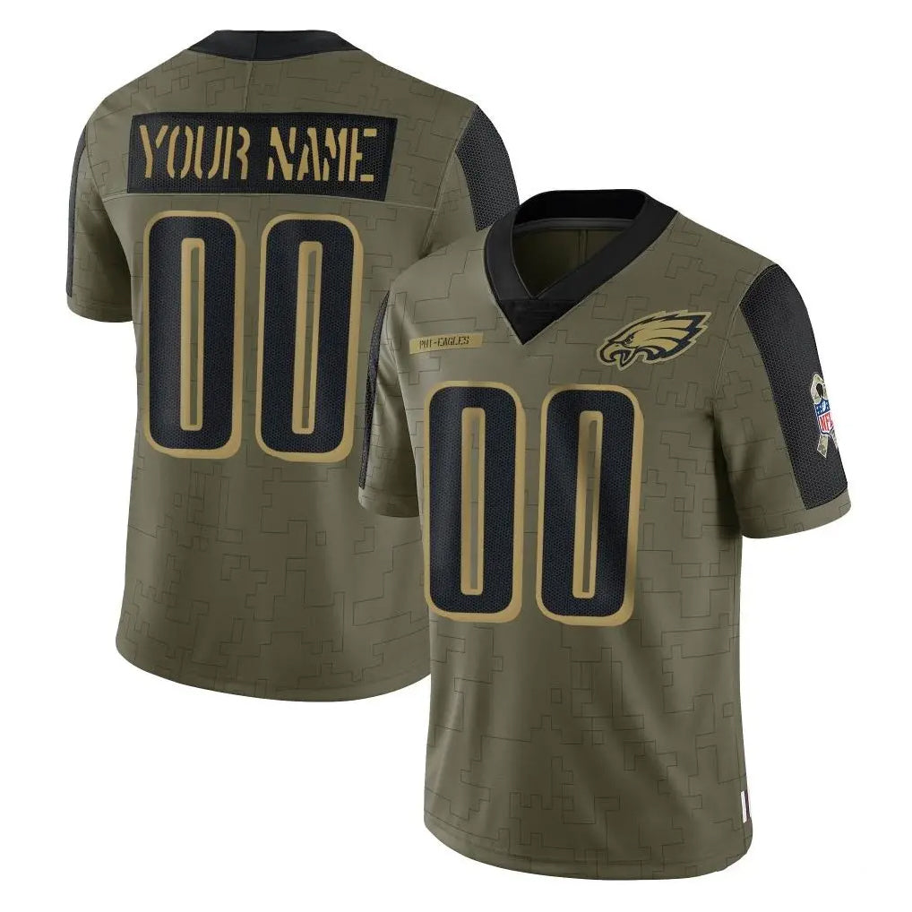 Parkc Custom P.Eagles Olive Salute To Service Limited Game Any Name & Numbers Stitched Jerseys