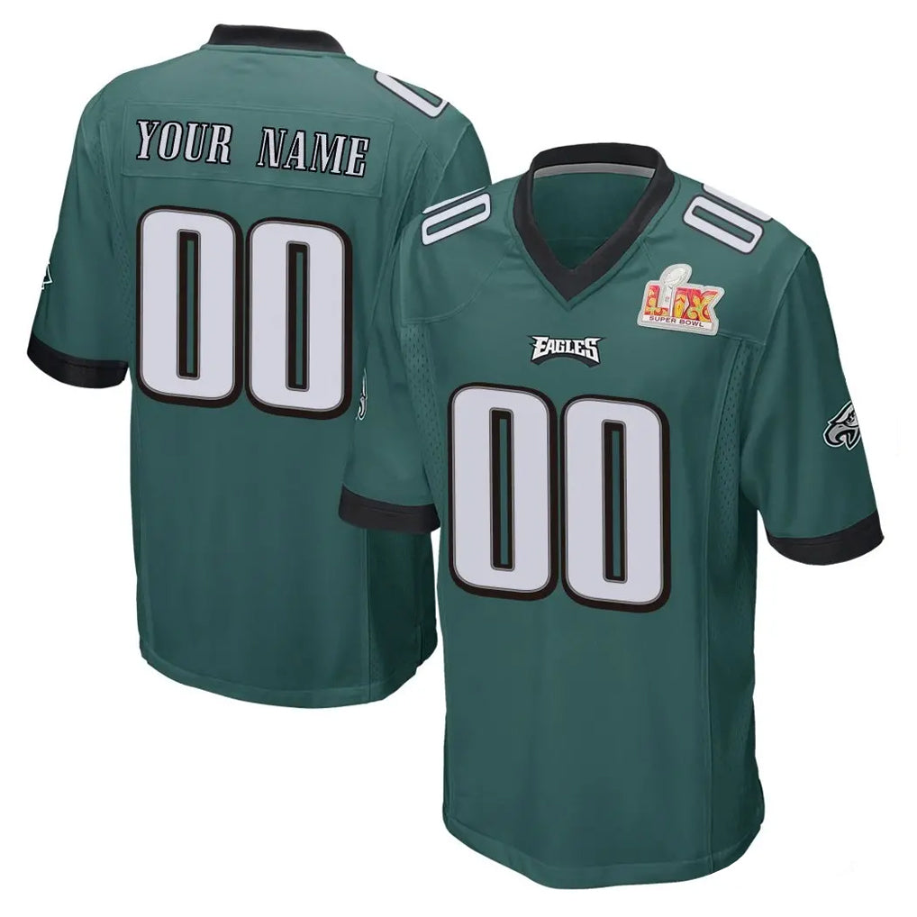 Parkc Custom P.Eagles Team Color Green Super Bowl LIX Home Game Any Name & Numbers Stitched Jerseys