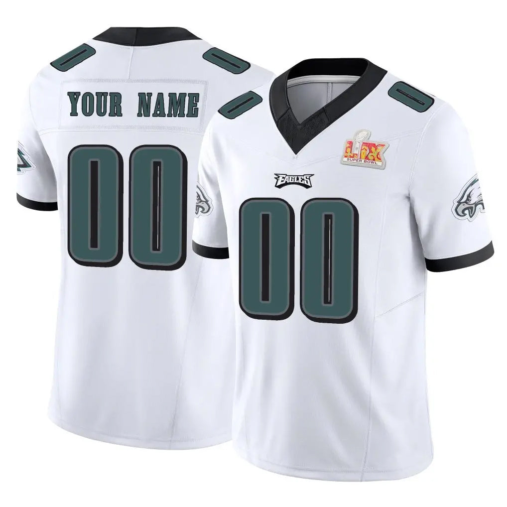Parkc Custom P.Eagles White Limited Vapor F.U.S.E. Super Bowl LIX Home Game Any Name & Numbers Stitched Jerseys