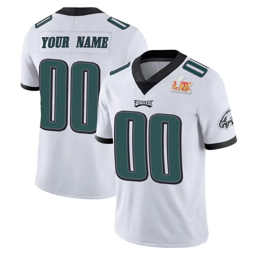 Parkc Custom P.Eagles White Limited Vapor Untouchable Super Bowl LIX Home Game Any Name & Numbers Stitched Jerseys