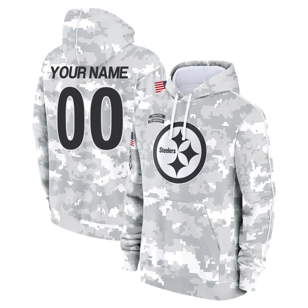 Parkc Custom P.Steelers Arctic Camo Limited Salute to Service Pullover Hoodies Game Any Name & Numbers Stitched Jerseys