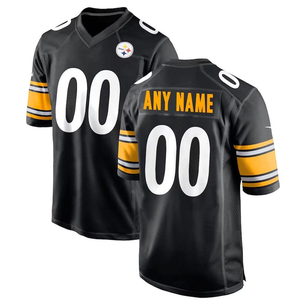 Parkc Custom P.Steelers Black Home Game Any Name & Numbers Stitched Jerseys