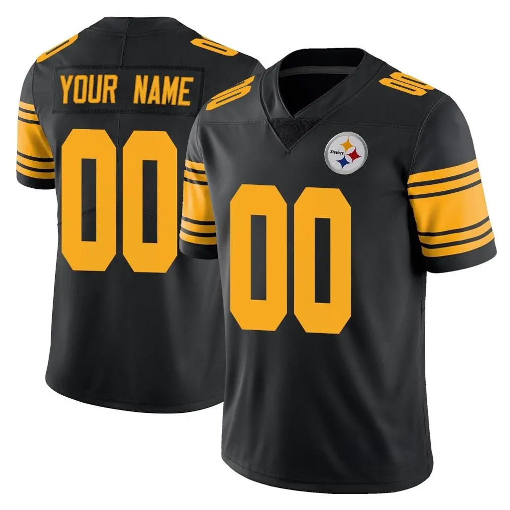 Parkc Custom P.Steelers Black Limited Color Rush Home Game Any Name & Numbers Stitched Jerseys