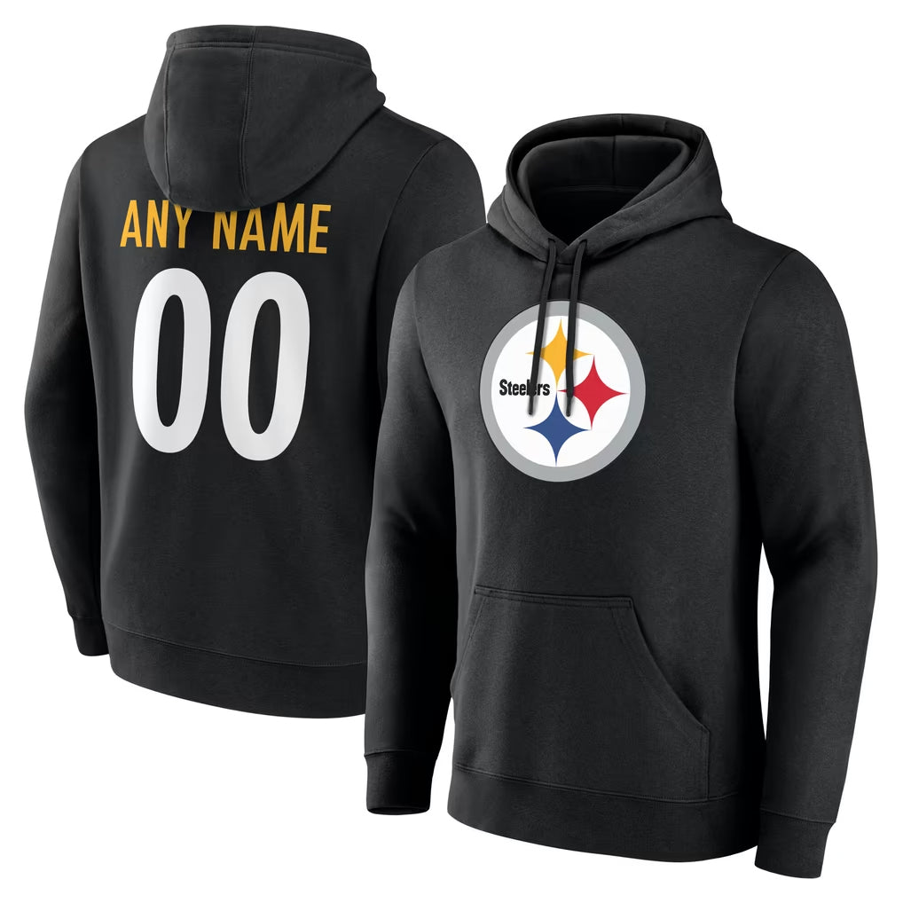 Parkc Custom P.Steelers Blck LOGO Pullover Hoodies Limited Any Name & Numbers Stitched Jerseys