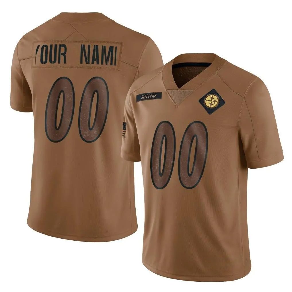Parkc Custom P.Steelers Brown Limited Salute To Service Home Game Any Name & Numbers Stitched Jerseys