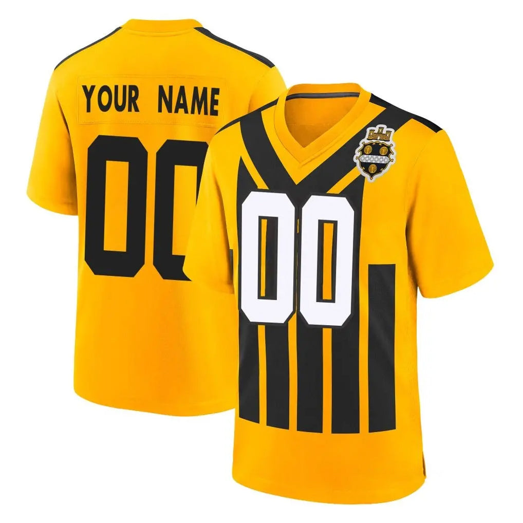 Parkc Custom P.Steelers Gold Limited 1933 Throwback Home Game Any Name & Numbers Stitched Jerseys