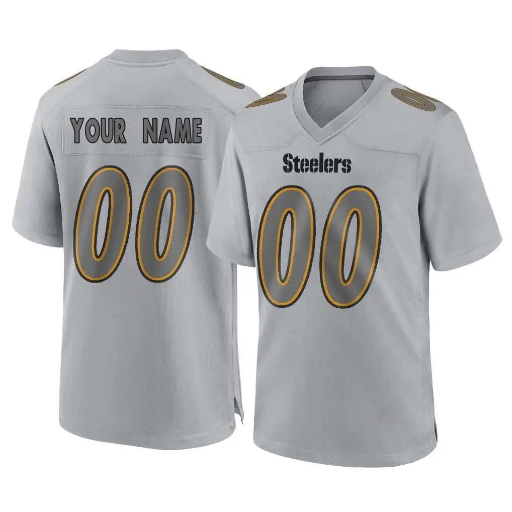 Parkc Custom P.Steelers Gray Atmosphere Fashion Home Game Any Name & Numbers Stitched Jerseys