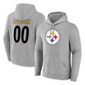 Parkc Custom P.Steelers Gray LOGO Pullover Hoodies Limited Any Name & Numbers Stitched Jerseys
