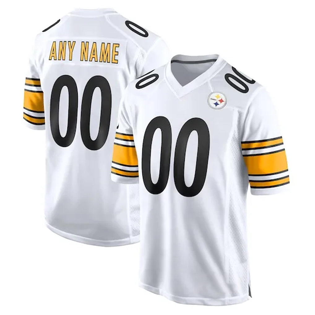 Parkc Custom P.Steelers White Home Game Any Name & Numbers Stitched Jerseys
