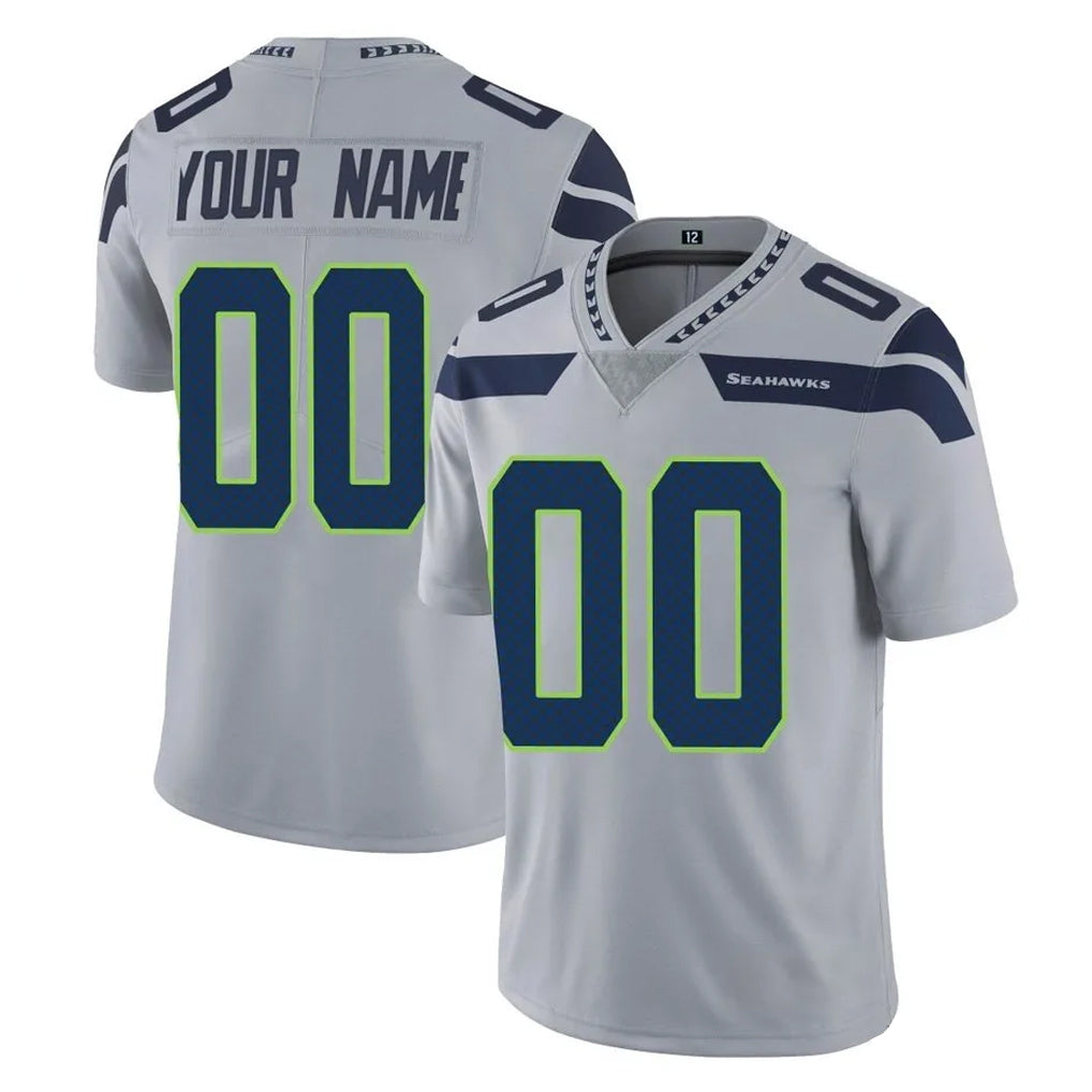 Parkc Custom S.Seahawks Gray Limited Vapor Untouchable Home Game Any Name & Numbers Stitched Jerseys
